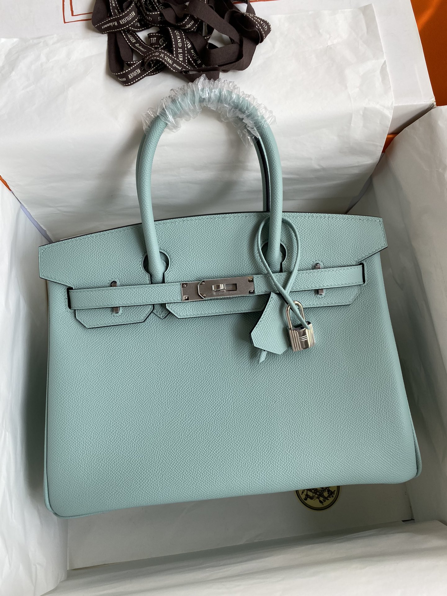 Hermes Birkin 30CM Epsom Leather Handbag Zephyr Blue